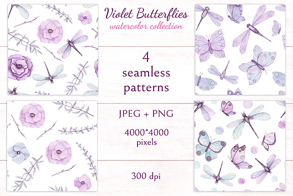 Violet Butterflies in Illustrations - product preview 7