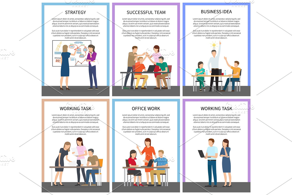 Office Teamwork and Working Tasks Promo Posters in Illustrations - product preview 8
