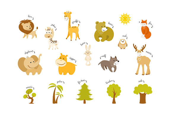 Cute Animals Vector Set in Illustrations - product preview 1