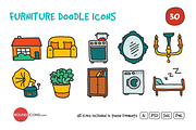 Furniture Doodle Icons Set