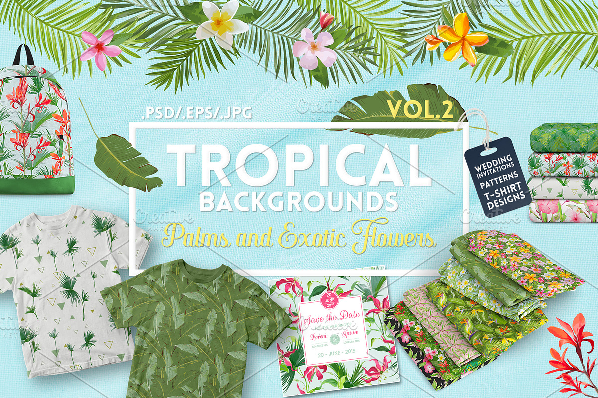 Tropical Design Backgrounds Bundle in Illustrations - product preview 8