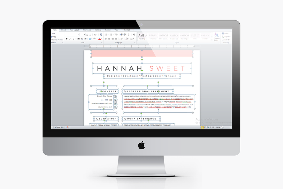 Sweet CV 3-Pages in MS Word in Resume Templates - product preview 8
