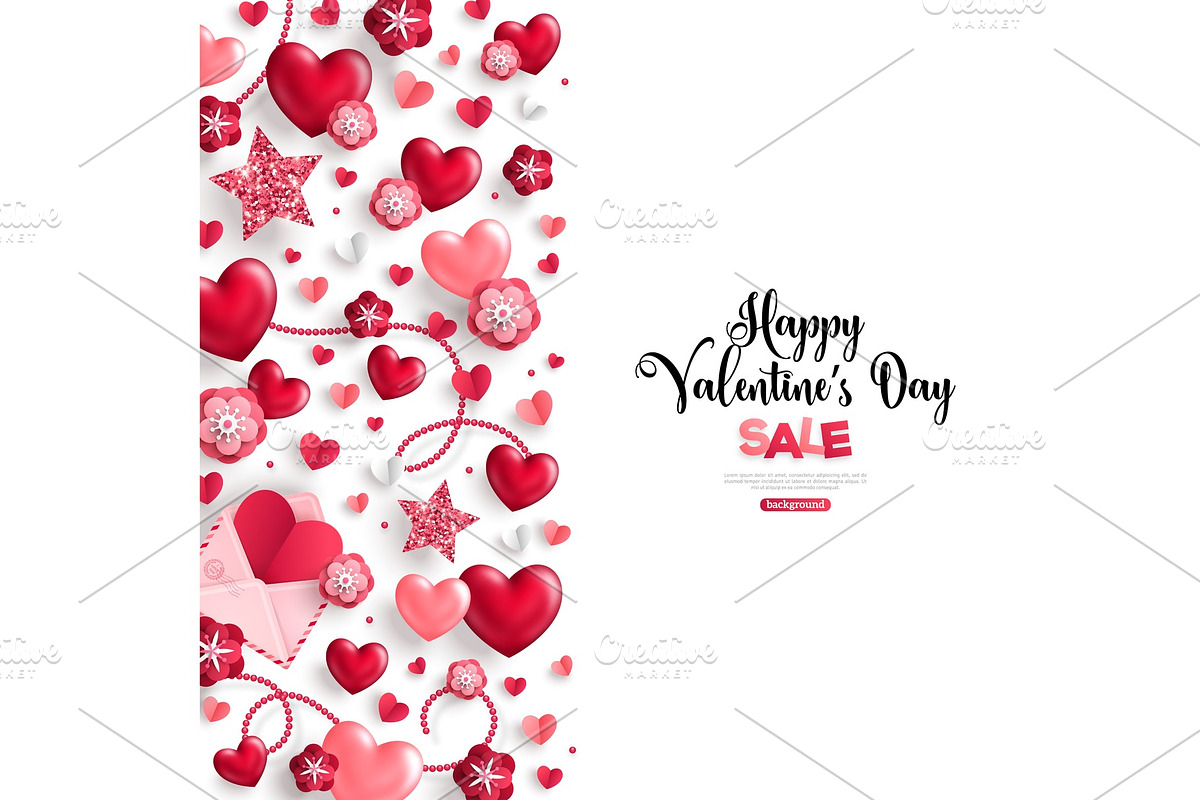 valentine's day sale vertical border on white in Illustrations - product preview 8