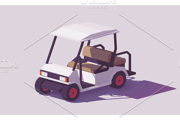 Vector low poly golf cart