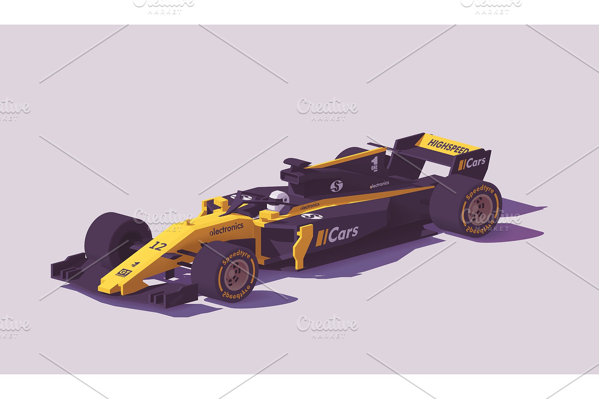 Vector low poly formula racing car in Illustrations - product preview 8