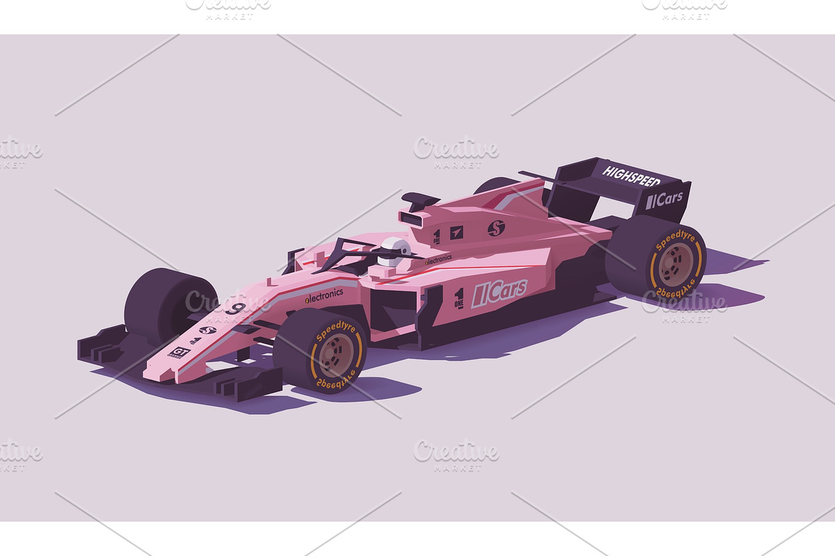 Vector low poly formula racing car in Illustrations - product preview 8