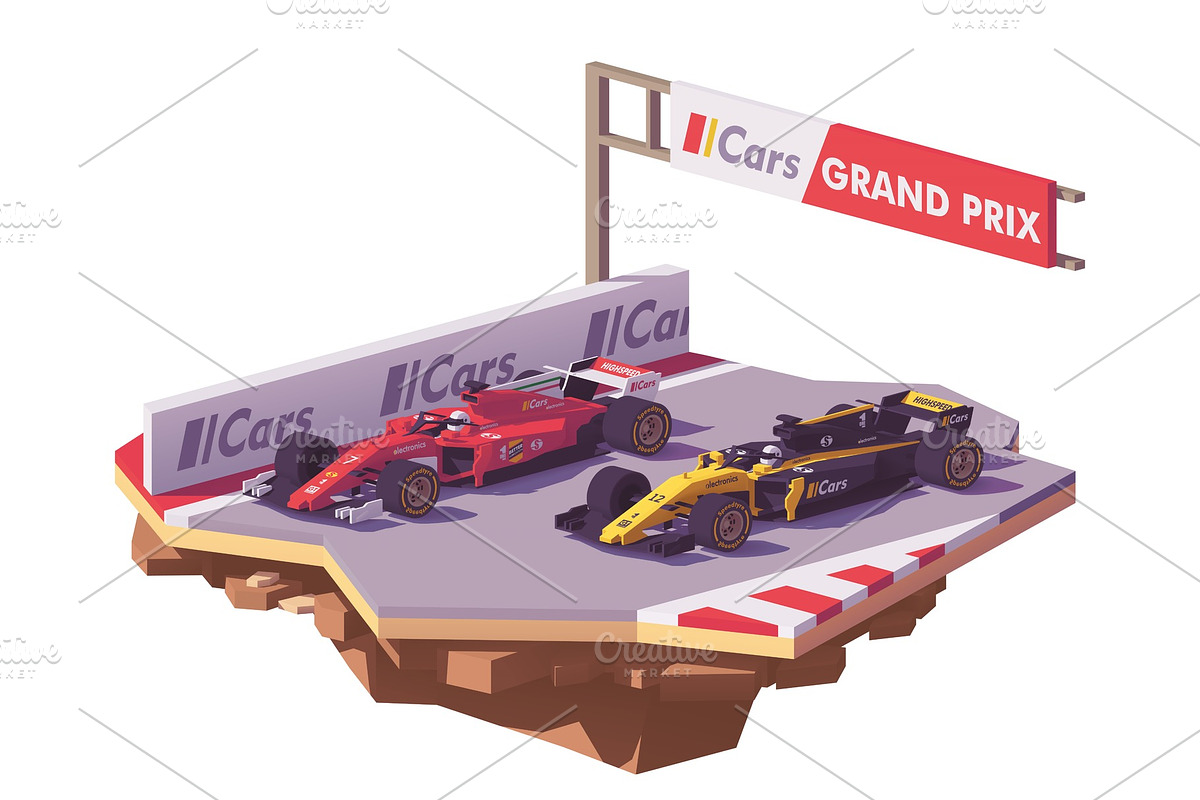 Vector low poly formula race in Illustrations - product preview 8