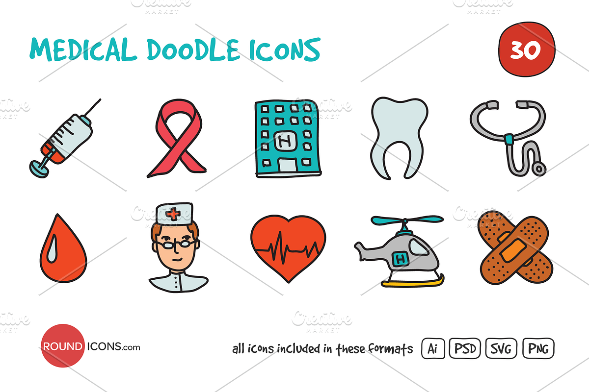 Medical Doodle Icons Set in Graphics - product preview 8