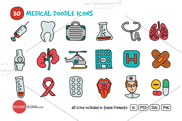 Medical Doodle Icons Set in Graphics - product preview 1