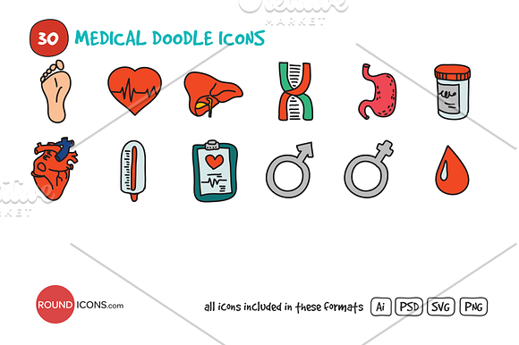 Medical Doodle Icons Set in Graphics - product preview 2