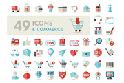E-commerce set vector icons shopping and online