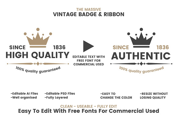 36 VINTAGE BADGE & RIBBON Vol.5 in Logo Templates - product preview 1