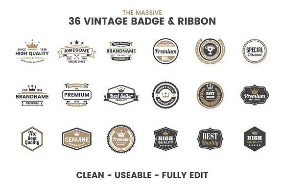36 VINTAGE BADGE & RIBBON Vol.5 in Logo Templates - product preview 5