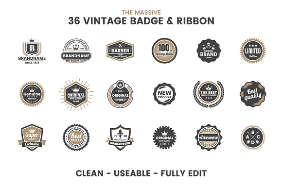 36 VINTAGE BADGE & RIBBON Vol.5 in Logo Templates - product preview 6