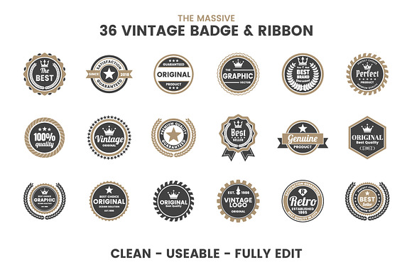 36 VINTAGE BADGE & RIBBON Vol.6 in Logo Templates - product preview 3