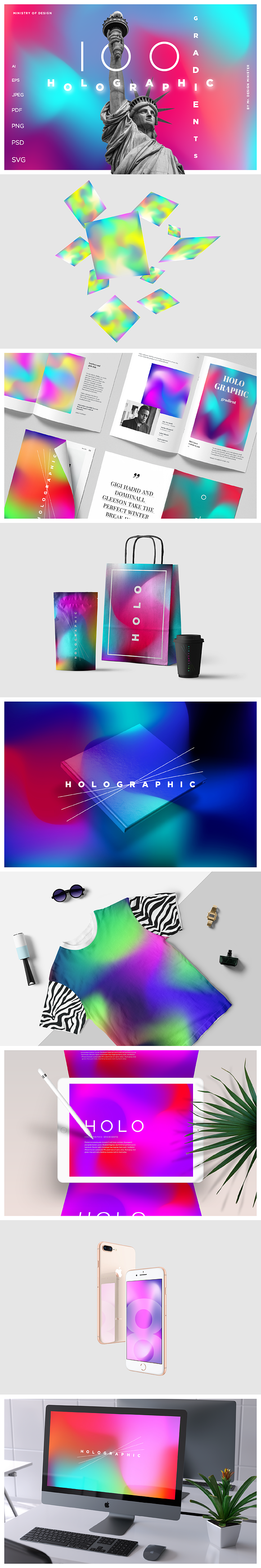 100 HOLOGRAPHIC GRADIENTS BUNDLE in Textures - product preview 17