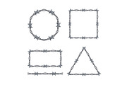 Realistic 3d Barbed Wire Frames Set.