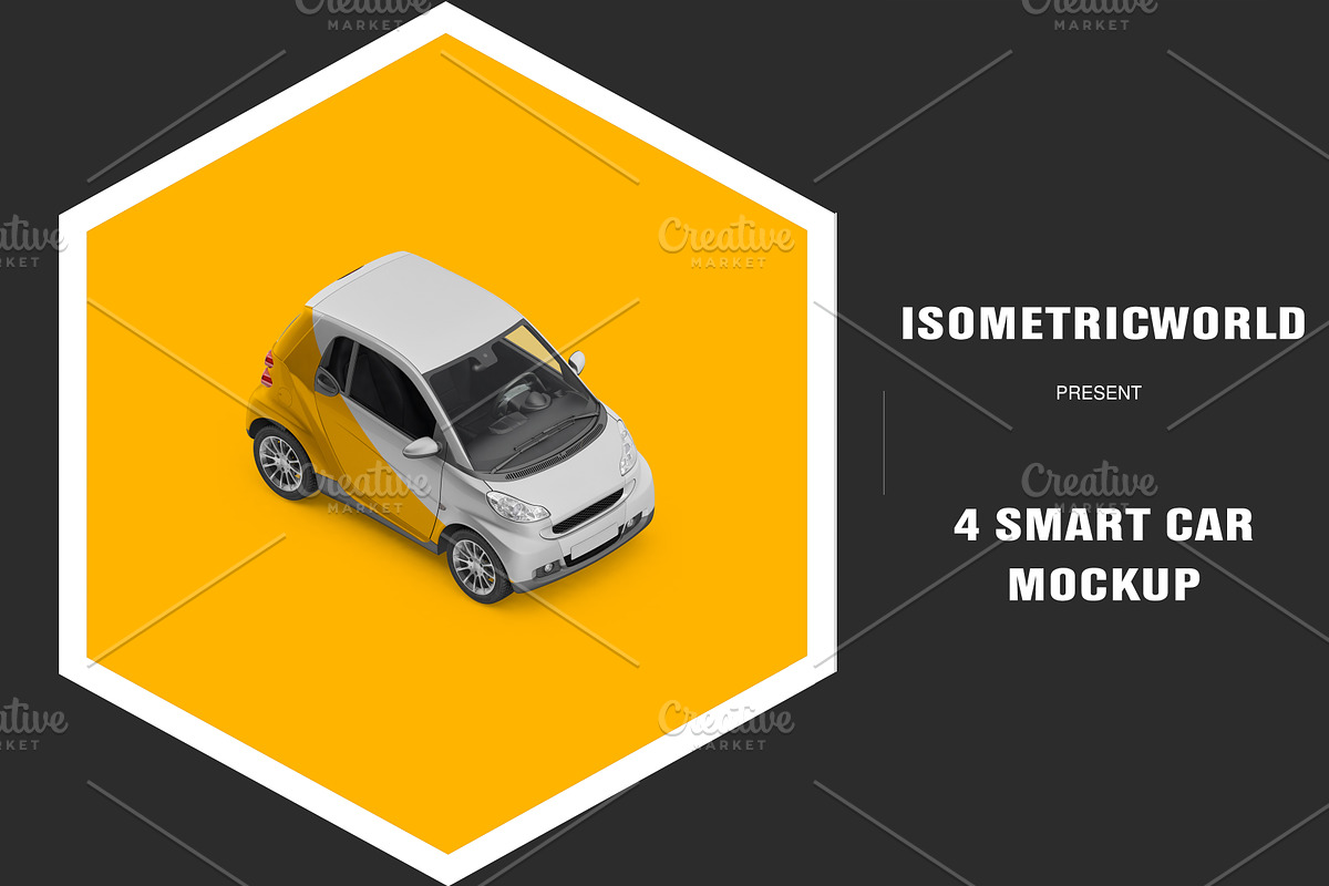 Isometric Smart Car Mock-up in Mockup Templates - product preview 8