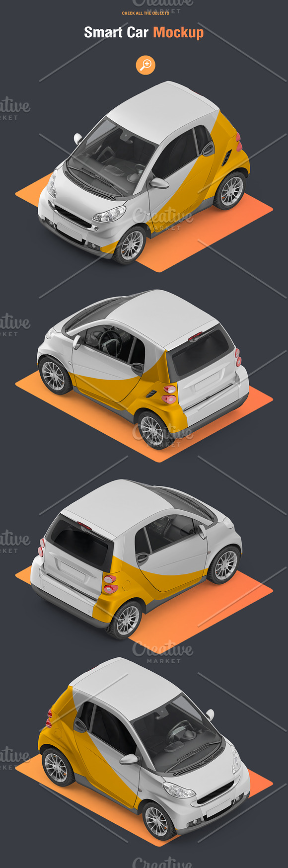 Isometric Smart Car Mock-up in Mockup Templates - product preview 2