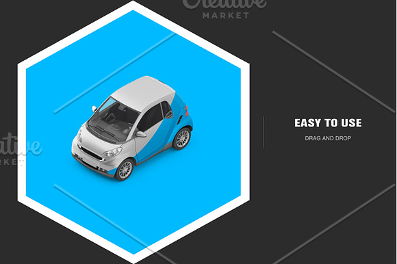 Isometric Smart Car Mock-up in Mockup Templates - product preview 3