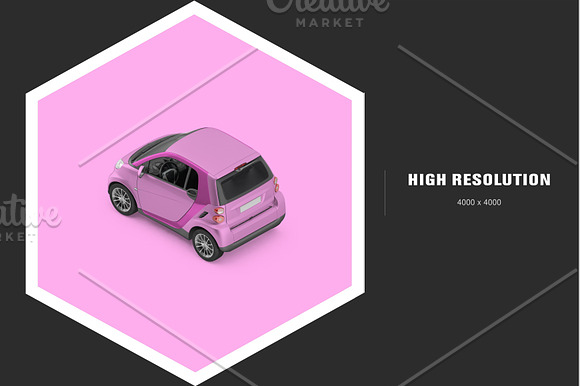 Isometric Smart Car Mock-up in Mockup Templates - product preview 5