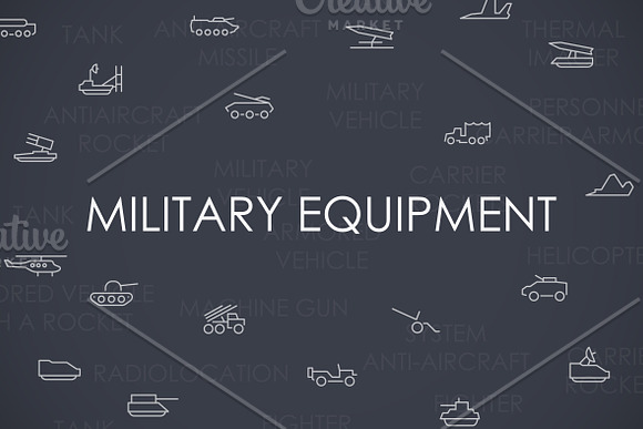 Military equipment thinline icons in Military Icons - product preview 2