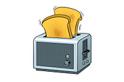 Toaster with toast pop art vector illustration