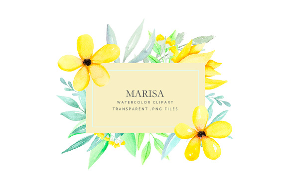 Clipart - Watercolor yellow flowers in Illustrations - product preview 1