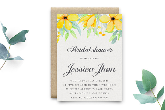 Clipart - Watercolor yellow flowers in Illustrations - product preview 2