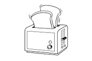 Toaster with toast pop art vector illustration