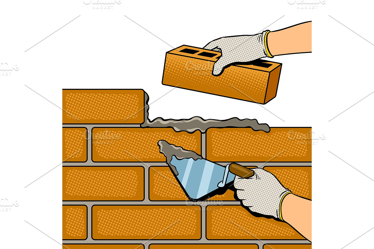 Wall building process pop art vector in Illustrations - product preview 8