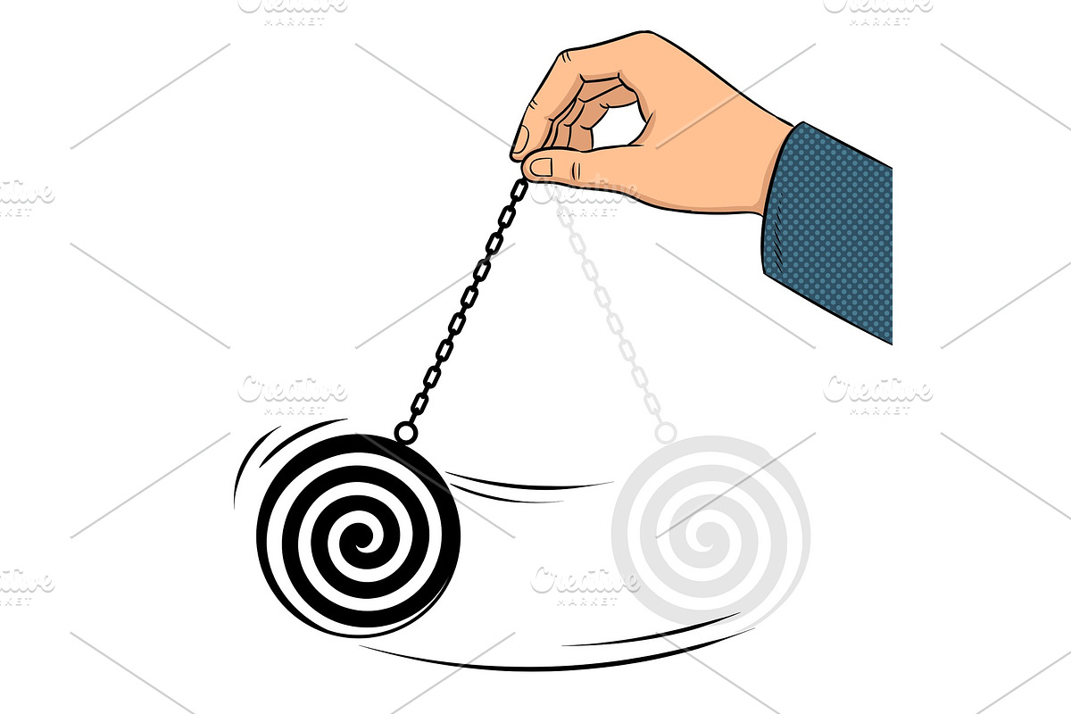 Hypnotizer pendulum in hand pop art vector in Illustrations - product preview 8