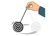 Hypnotizer pendulum in hand pop art vector