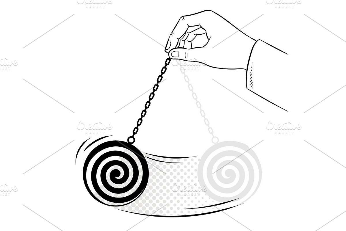 Hypnotizer pendulum in hand coloring book vector in Illustrations - product preview 8