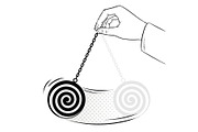 Hypnotizer pendulum in hand coloring book vector