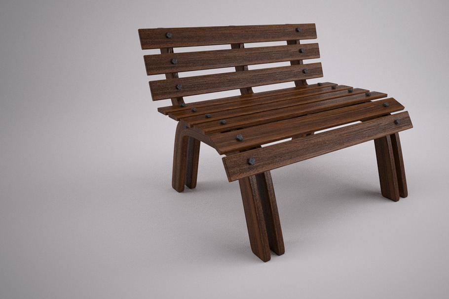 Wooden Park Bench in Objects - product preview 8