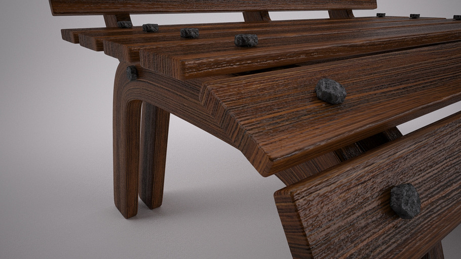 Wooden Park Bench in Objects - product preview 1