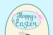 Happy Easter rubbit in basket