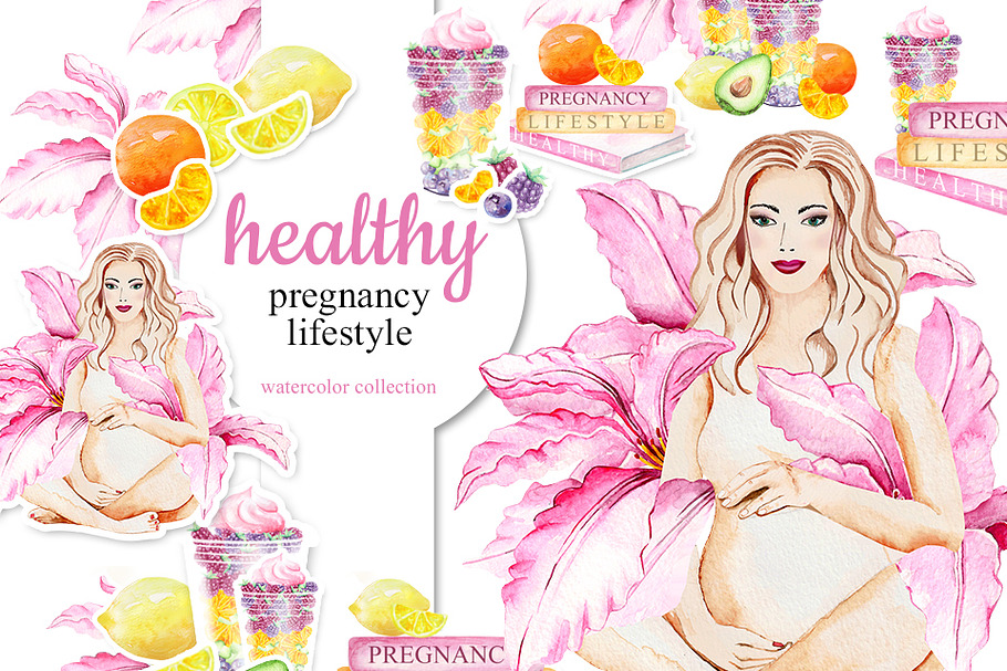 Watercolor Healthy Pregnancy in Illustrations - product preview 8