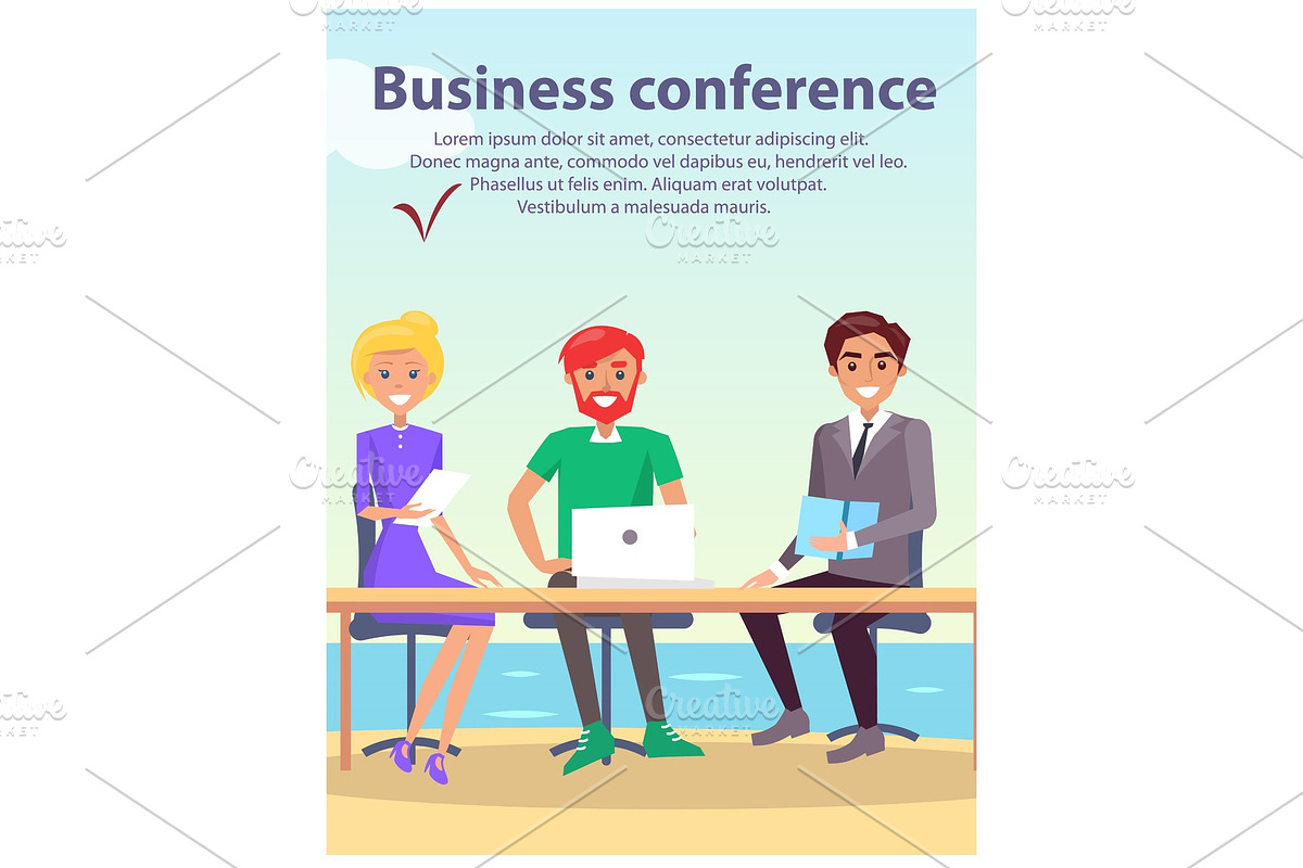 Business Conference at Seaside Vector Illustration in Illustrations - product preview 8