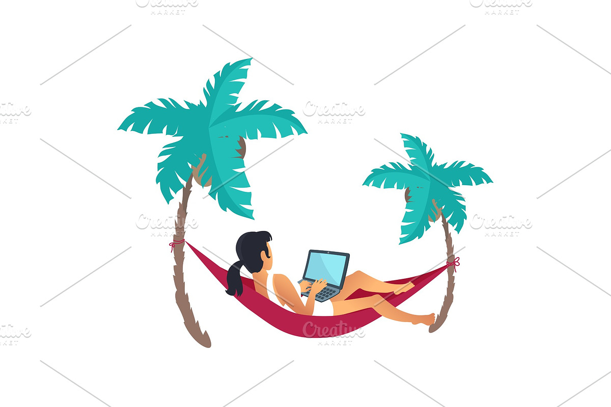 Lying on Hammack Businesswoman Vector Illustration in Illustrations - product preview 8