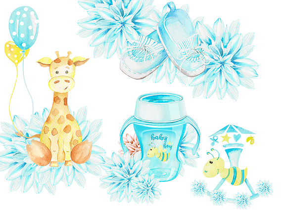 Baby Shower, Watercolor, It is a boy in Illustrations - product preview 1