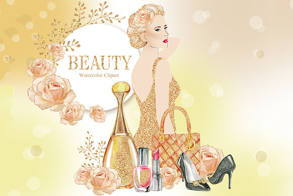 Beauty Girl Clipart, Beauty, Make Up in Illustrations - product preview 1