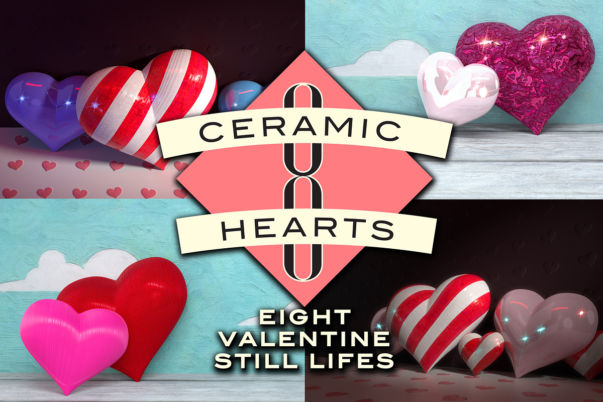 8 Ceramic Heart Still Lifes in Illustrations - product preview 8