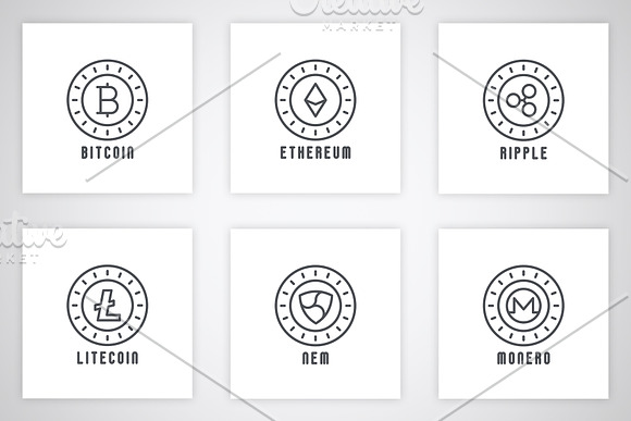 100 Crypto Currency Thin Line Icons in Graphics - product preview 5