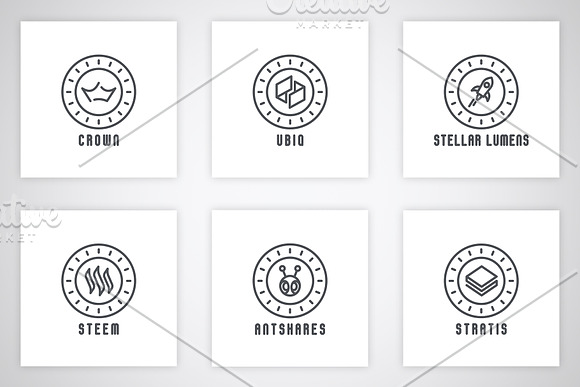 100 Crypto Currency Thin Line Icons in Graphics - product preview 6