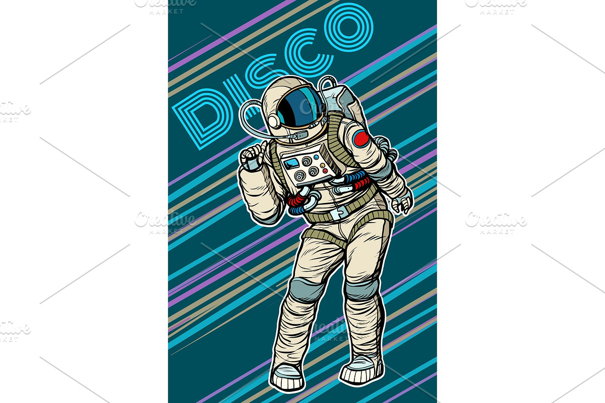 Astronaut dancing disco funny in Illustrations - product preview 8