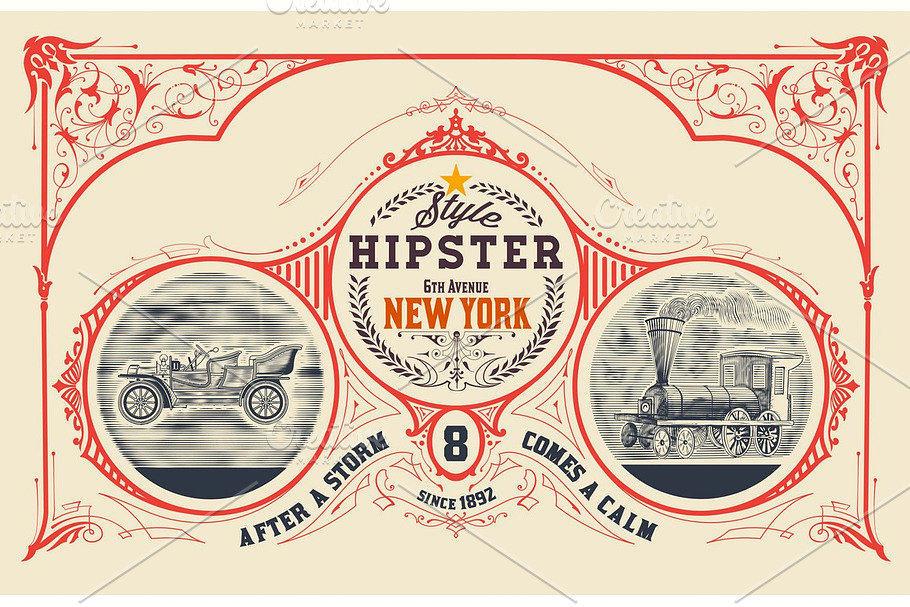 Vintage card design in Illustrations - product preview 8