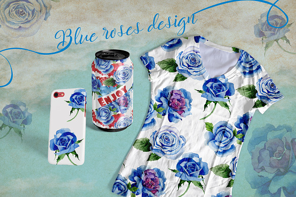 Beautiful blue roses PNG set in Illustrations - product preview 1