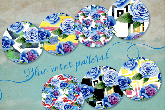 Beautiful blue roses PNG set in Illustrations - product preview 2